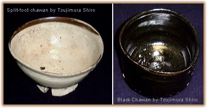 Chawan by Tsujimura Shiro - Split foot and Black Chawans
