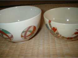 Two modern "thin tea" bowls